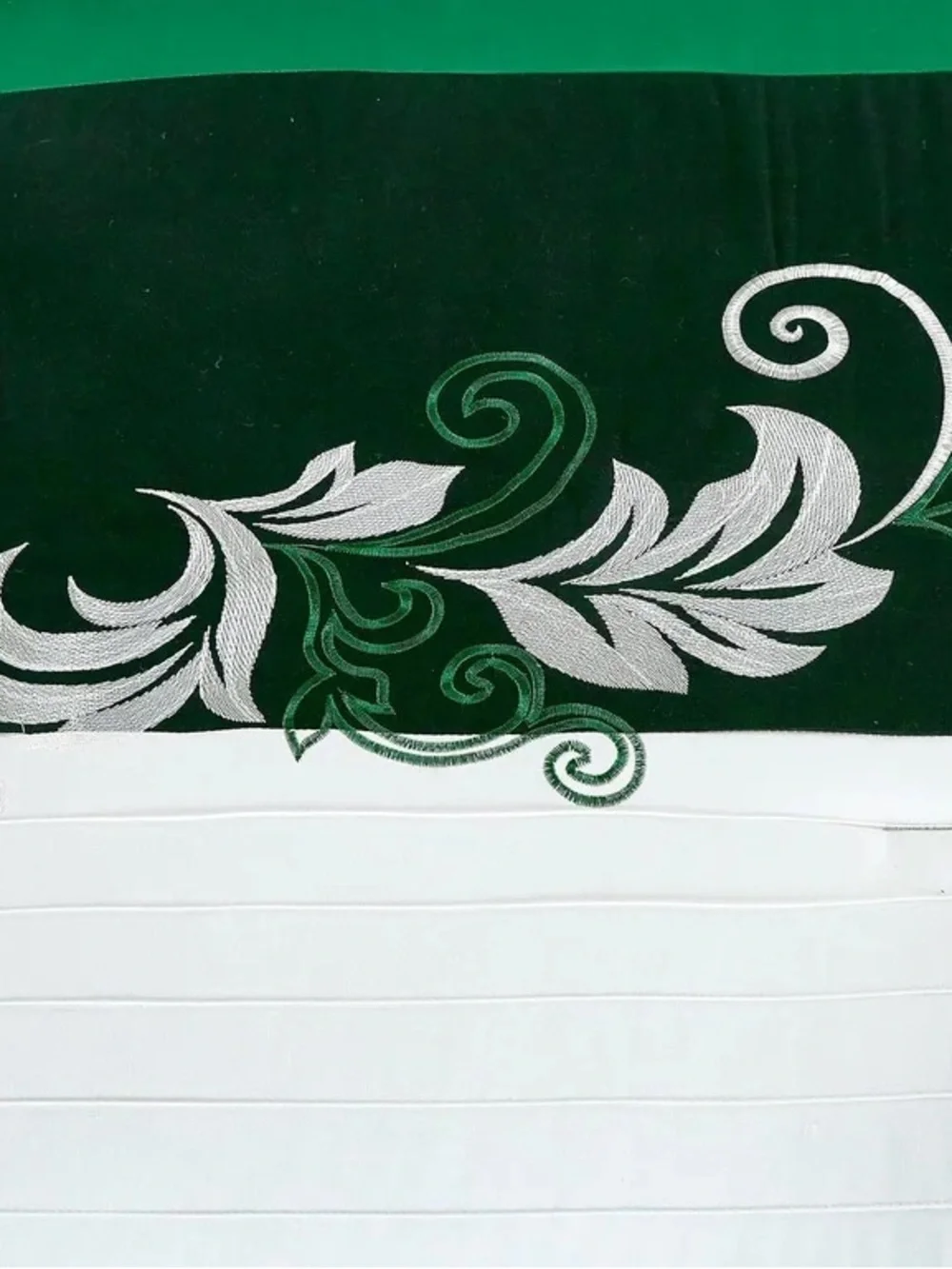 Green and White Floral Stripe 3 piece queen Comforter Set